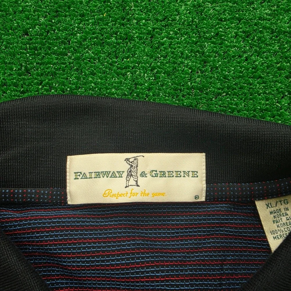 Fairway‎ & Greene 18th Hole Horseshoe Golf Polo Shirt Mens XL Black Embroidered
